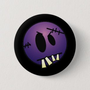 CHAPA REDONDA DE 5 CM CARA DE ZOMBIECON - PÚRPURA