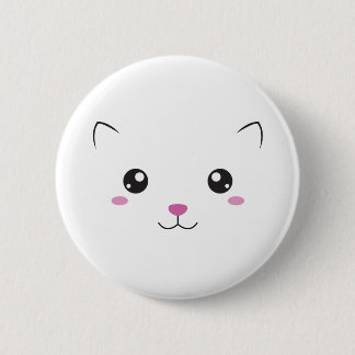 Chapa Redonda De 5 Cm Cara del gato de Kawaii