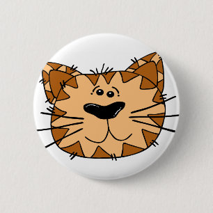 Chapa Redonda De 5 Cm Cara del gato de Tabby del dibujo animado