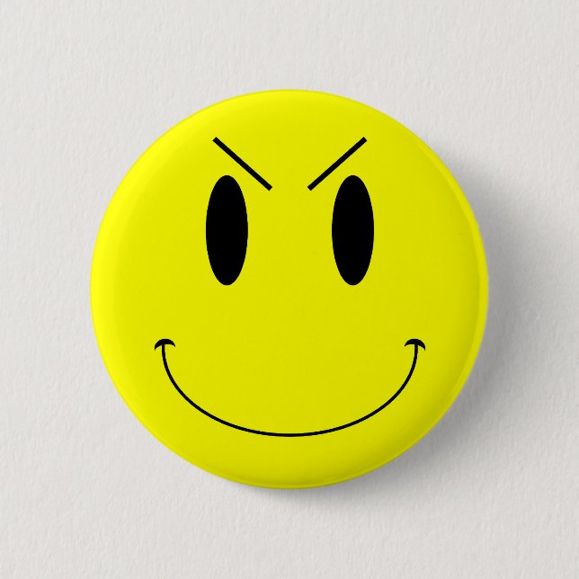 Chapa Redonda De 5 Cm Cara del mal amarillo de KRW (Anverso)