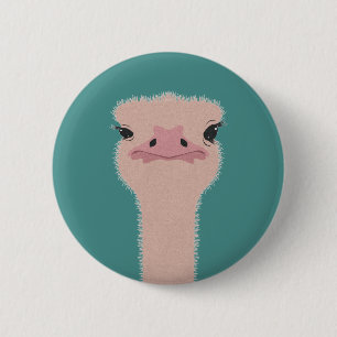 Chapa Redonda De 5 Cm Cara divertida de Ostrich