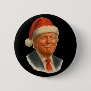 Chapa Redonda De 5 Cm Cara divertida de Trump disfrazado de Santa en Nav