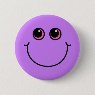 Chapa Redonda De 5 Cm Cara púrpura sonriente de la emoji
