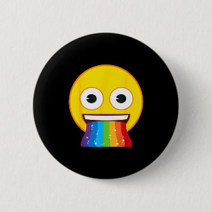 Chapa Redonda De 5 Cm Cara sonriente amarilla oficial emoji boca arcoíri