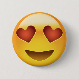 Chapa Redonda De 5 Cm Cara sonriente con emoji en forma de corazón de