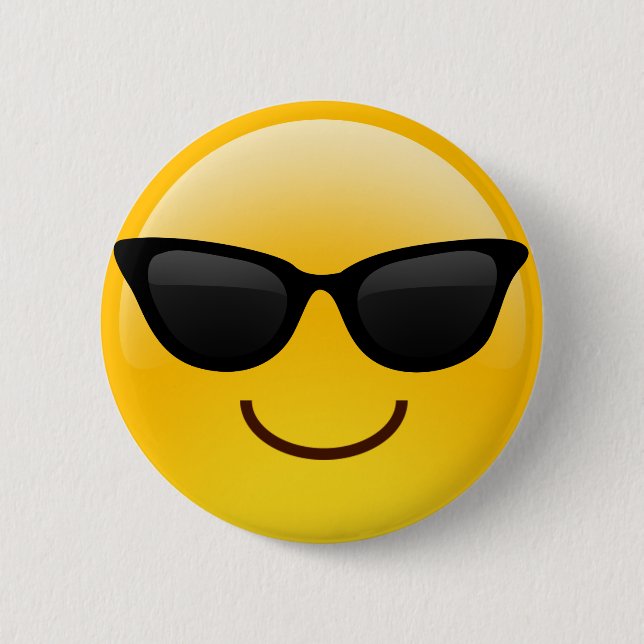 Chapa Redonda De 5 Cm Cara sonriente con emoji fresca de las gafas de (Anverso)