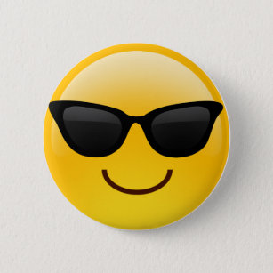 Chapa Redonda De 5 Cm Cara sonriente con emoji fresca de las gafas de