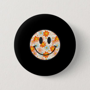 Chapa Redonda De 5 Cm Cara sonriente de margarita retro feliz estética p