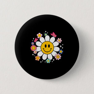 Chapa Redonda De 5 Cm Cara Sonriente de Margarita Retro Feliz Estética P