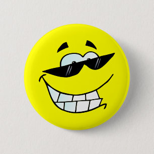Chapa Redonda De 5 Cm Cara sonriente en gafas solares