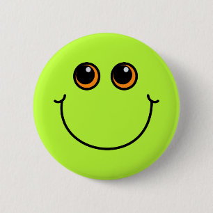 Chapa Redonda De 5 Cm Cara sonriente verde de la emoji