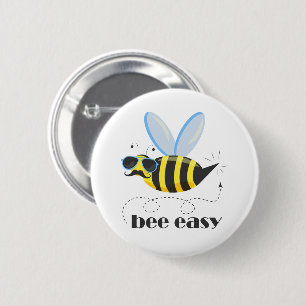 Chapa Redonda De 5 Cm Carácter de abeja con gafas de sol bigote Bee Fáci