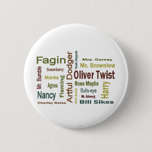 Chapa Redonda De 5 Cm Caracteres de Oliver Twist