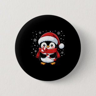 Chapa Redonda De 5 Cm Caramelo de Navidad de Pingüino Invierno Niña B