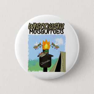 Chapa Redonda De 5 Cm Caricatura de Mosquitos de Wisconsin - Acampada po