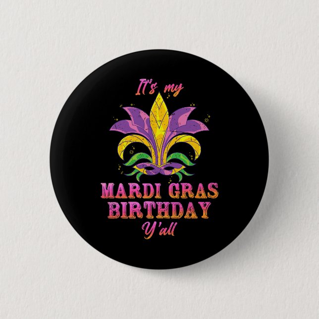 Chapa Redonda De 5 Cm Carnaval es mi cumpleaños mardi gras (Anverso)