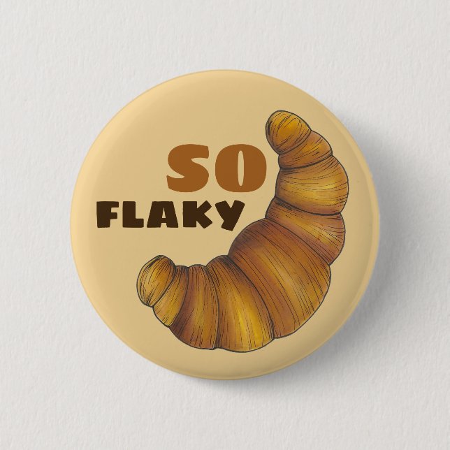 Chapa Redonda De 5 Cm Carnicería de croissant, comida de pastelería fran (Anverso)