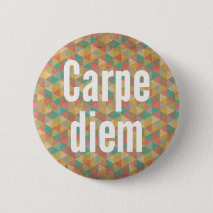 Chapa Redonda De 5 Cm Carpe diem, Aprovecha el día, Patrón Colorido