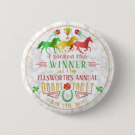 Chapa Redonda De 5 Cm Carreras de caballos Derby Day Fiesta colorido pre
