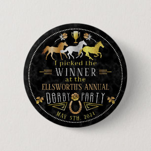 Chapa Redonda De 5 Cm Carreras de caballos Derby Day Premio Fiesta Art D