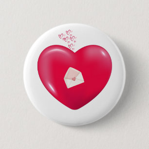 Chapa Redonda De 5 Cm Carta de amor en el corazón: distintivo romántico 