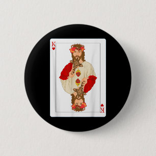 Chapa Redonda De 5 Cm Carta de Jesús Rey de Corazones Fe Cristiana Suici