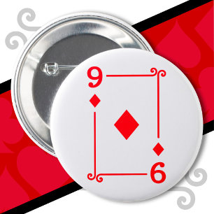 Chapa Redonda De 5 Cm Cartas de juego Costume Nueve Tarjeta 9 de Diamant
