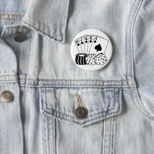Chapa Redonda De 5 Cm Cartas de juego de casino dice arte de póquer