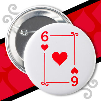 Chapa Redonda De 5 Cm Cartas de juego disfrazan seis cartas 6 de corazon