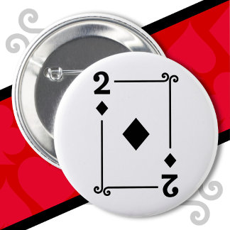 Chapa Redonda De 5 Cm Cartas de juego Rastreo 2 Diamantes Tarjeta Dos