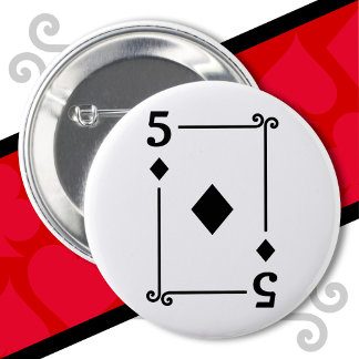 Chapa Redonda De 5 Cm Cartas de juego Rastreo 5 Diamantes Tarjeta cinco