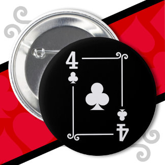 Chapa Redonda De 5 Cm Cartas de juego Ropa 4 Clubs Tarjeta Cuatro