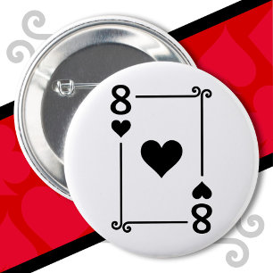 Chapa Redonda De 5 Cm Cartas de juego Ropa 8 Corazones Tarjeta Ocho Tarj