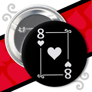 Chapa Redonda De 5 Cm Cartas de juego Ropa 8 Corazones Tarjeta Ocho Tarj