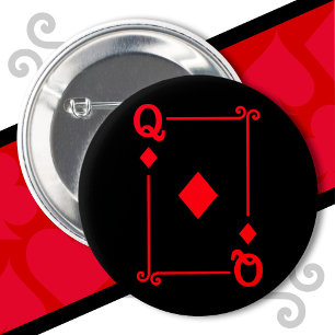 Chapa Redonda De 5 Cm Cartas de juego Ropa de la Reina de los Diamantes
