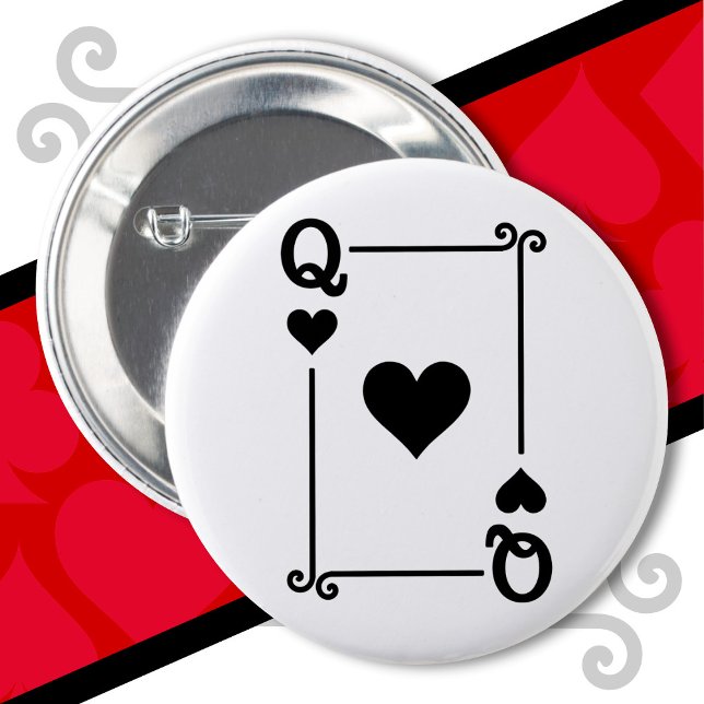 Chapa Redonda De 5 Cm Cartas de juego Ropa tarjeta Queen Heart Card Quee (Subido por el creador)