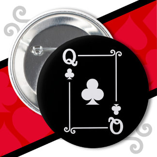 Chapa Redonda De 5 Cm Cartas de juego Rúfaga tarjeta Queen Clubs Tarjeta