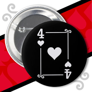 Chapa Redonda De 5 Cm Cartas para jugar disfrazar cuatro cartas 4 de cor
