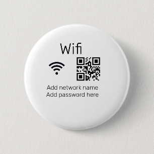 Chapa Redonda De 5 Cm cartel de contraseña wifi añadir código Q R aquí d