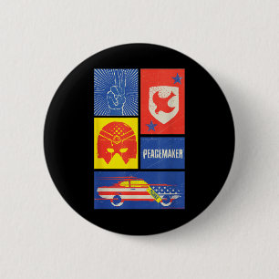Chapa Redonda De 5 Cm Cartel de Pacificador, Escudo, Casco y Coche