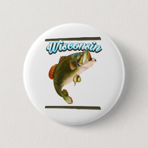 Chapa Redonda De 5 Cm cartel de pesca de Wisconsin