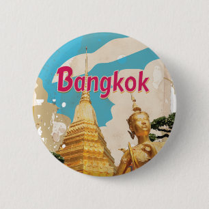 Chapa Redonda De 5 Cm Cartel de viaje vintage de Bangkok