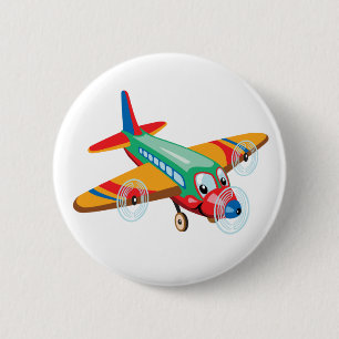 Chapa Redonda De 5 Cm cartoon airplane