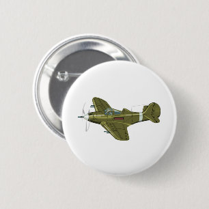 Chapa Redonda De 5 Cm Cartoon retro fighter plane