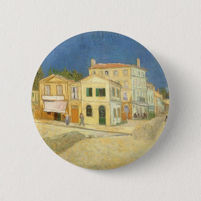 Chapa Redonda De 5 Cm Casa amarilla de Vincent van Gogh (Anverso)