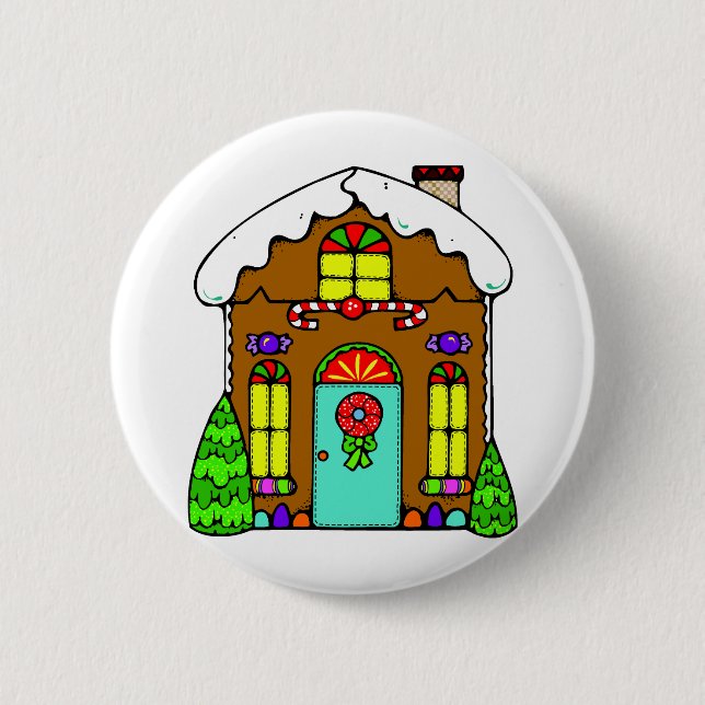 Chapa Redonda De 5 Cm Casa de Gingerbread (Anverso)
