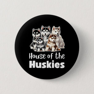 Chapa Redonda De 5 Cm Casa De Los Huskies Cute Watercoloreados Marititos