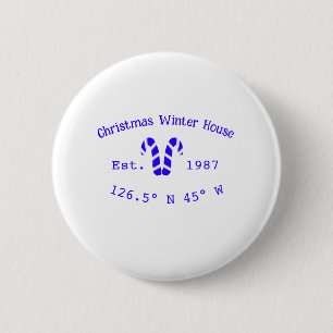 Chapa Redonda De 5 Cm casa de Navidad de invierno cañas de caramelo azul
