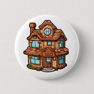 Chapa Redonda De 5 Cm casa de pan de jengibre personalizado