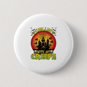 Chapa Redonda De 5 Cm Casa Embrujada Chillin Creeps Halloween Brujas Sku